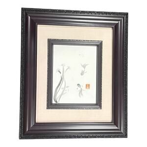 JM Kijima Signed Watercolor Painting Japanese Koi Fish Sea Life 22x26 Wood Frame
